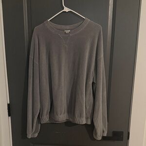 Gray Ribbed Oversized Sweater